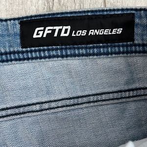 GFTD Men’s Jeans Size: 36 X 32 Color: Blue Button-fly Distressed‎